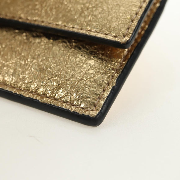 VERSACE Chain Shoulder Pouch Card Case Leather Gold Auth 182790V