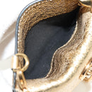 VERSACE Chain Shoulder Pouch Card Case Leather Gold Auth 182790V-18