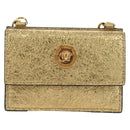 VERSACE Chain Shoulder Pouch Card Case Leather Gold Auth 182790V-13