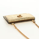 VERSACE Chain Shoulder Pouch Card Case Leather Gold Auth 182790V-6