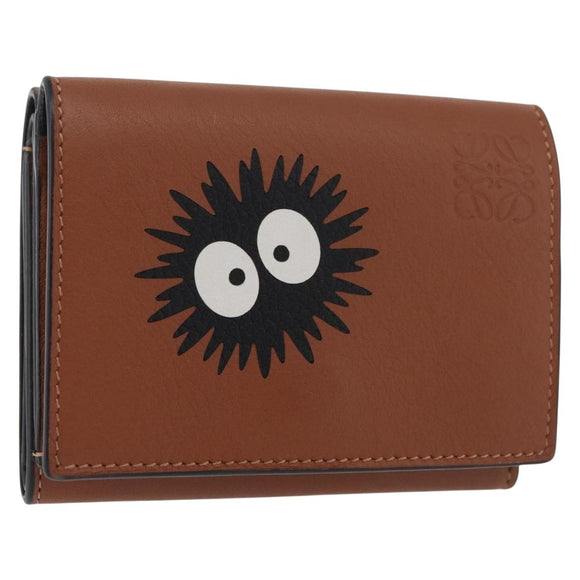 LOEWE Studio Ghibli Collaboration Compact Wallet Leather Brown Auth 182792SM
