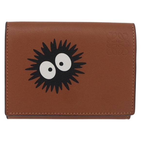 LOEWE Studio Ghibli Collaboration Compact Wallet Leather Brown Auth 182792SM