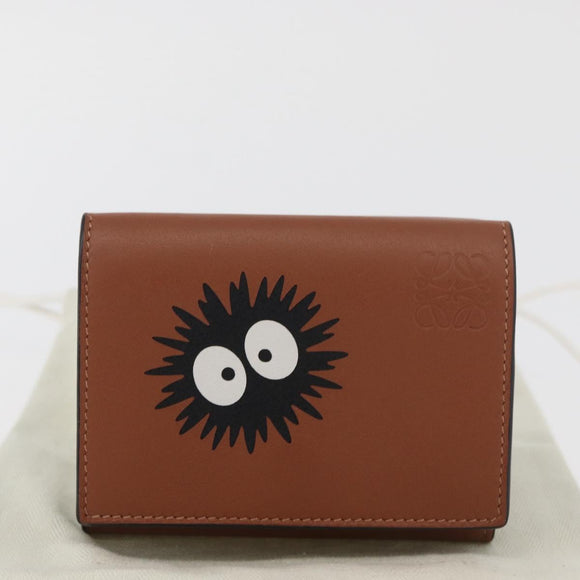 LOEWE Studio Ghibli Collaboration Compact Wallet Leather Brown Auth 182792SM