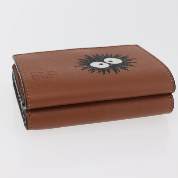 LOEWE Studio Ghibli Collaboration Compact Wallet Leather Brown Auth 182792SM