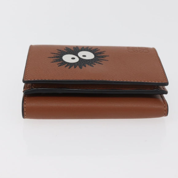 LOEWE Studio Ghibli Collaboration Compact Wallet Leather Brown Auth 182792SM