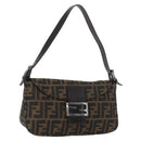 FENDI Zucca Canvas Mamma Baguette Umhängetasche Schwarz Braun Auth 182801V-1