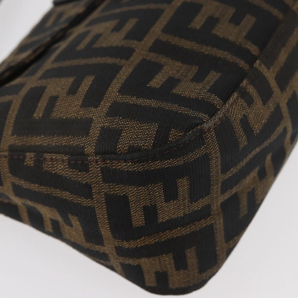 FENDI Zucca Canvas Mamma Baguette Umhängetasche Schwarz Braun Auth 182801V