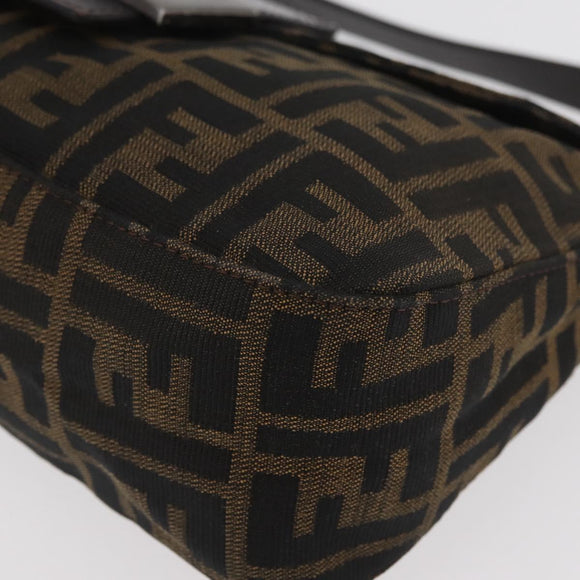 FENDI Zucca Canvas Mamma Baguette Umhängetasche Schwarz Braun Auth 182801V