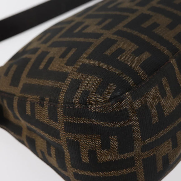 FENDI Zucca Canvas Mamma Baguette Umhängetasche Schwarz Braun Auth 182801V