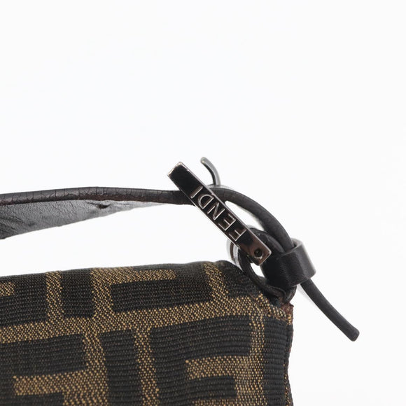 FENDI Zucca Canvas Mamma Baguette Umhängetasche Schwarz Braun Auth 182801V