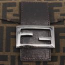 FENDI Zucca Canvas Mamma Baguette Umhängetasche Schwarz Braun Auth 182801V-15