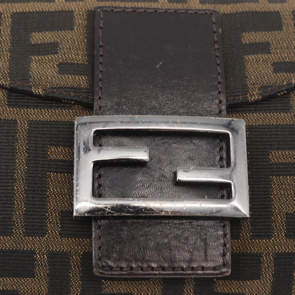 FENDI Zucca Canvas Mamma Baguette Umhängetasche Schwarz Braun Auth 182801V