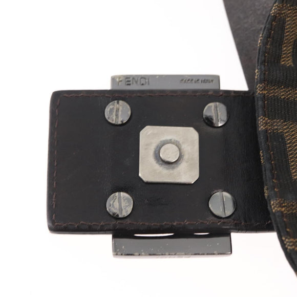 FENDI Zucca Canvas Mamma Baguette Umhängetasche Schwarz Braun Auth 182801V