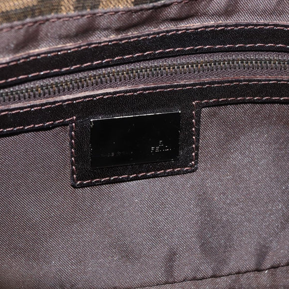 FENDI Zucca Canvas Mamma Baguette Umhängetasche Schwarz Braun Auth 182801V