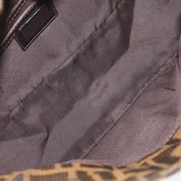 FENDI Zucca Canvas Mamma Baguette Umhängetasche Schwarz Braun Auth 182801V