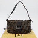 FENDI Zucca Canvas Mamma Baguette Umhängetasche Schwarz Braun Auth 182801V-26