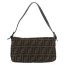 FENDI Zucca Canvas Mamma Baguette Umhängetasche Schwarz Braun Auth 182801V-3