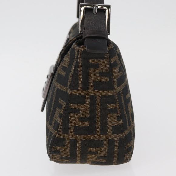 FENDI Zucca Canvas Mamma Baguette Umhängetasche Schwarz Braun Auth 182801V
