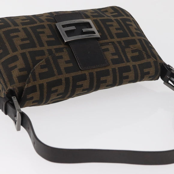 FENDI Zucca Canvas Mamma Baguette Umhängetasche Schwarz Braun Auth 182801V