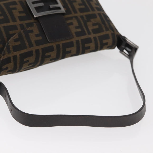 FENDI Zucca Canvas Mamma Baguette Umhängetasche Schwarz Braun Auth 182801V