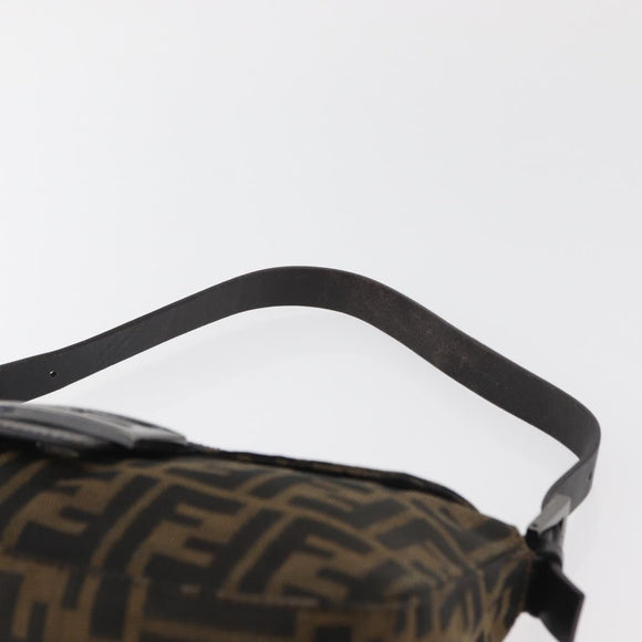 FENDI Zucca Canvas Mamma Baguette Umhängetasche Schwarz Braun Auth 182801V