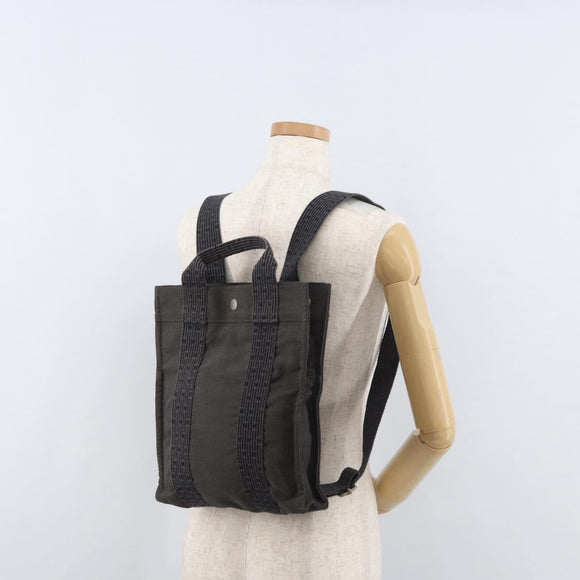 HERMES Her Line Sac A Dos PM Backpack Canvas Gray Auth 182804