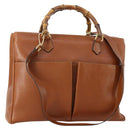 GUCCI Bamboo Hand Bag Leather 2way Brown Gold 002 2855 0322 0 Auth 182806-1