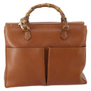 GUCCI Bamboo Hand Bag Leather 2way Brown Gold 002 2855 0322 0 Auth 182806-13