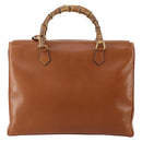 GUCCI Bamboo Hand Bag Leather 2way Brown Gold 002 2855 0322 0 Auth 182806-2
