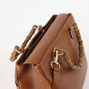 GUCCI Bamboo Hand Bag Leather 2way Brown Gold 002 2855 0322 0 Auth 182806-6