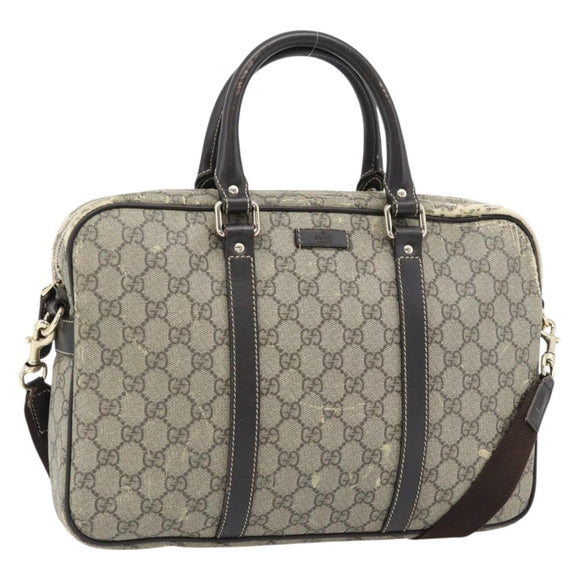 GUCCI GG Supreme Hand Bag PVC 2way Beige Gold 322287 Auth 182807