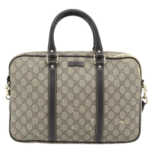 GUCCI GG Supreme Hand Bag PVC 2way Beige Gold 322287 Auth 182807
