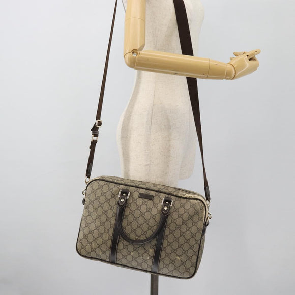 GUCCI GG Supreme Hand Bag PVC 2way Beige Gold 322287 Auth 182807