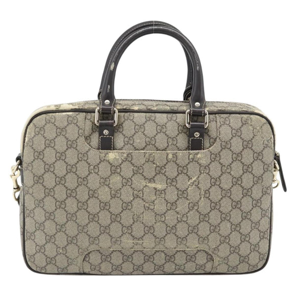 GUCCI GG Supreme Hand Bag PVC 2way Beige Gold 322287 Auth 182807