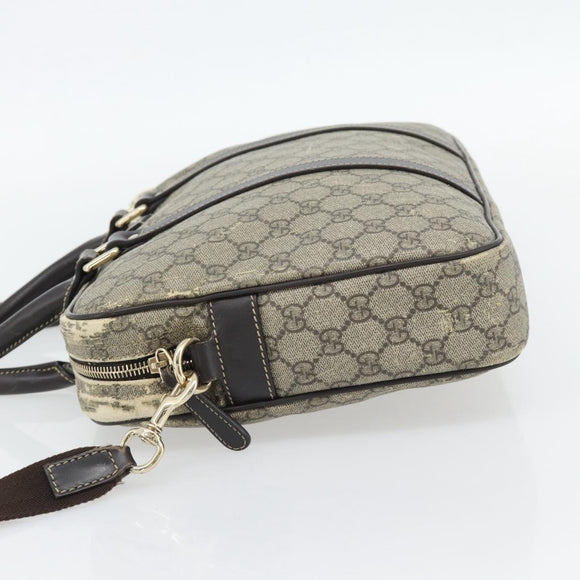 GUCCI GG Supreme Hand Bag PVC 2way Beige Gold 322287 Auth 182807