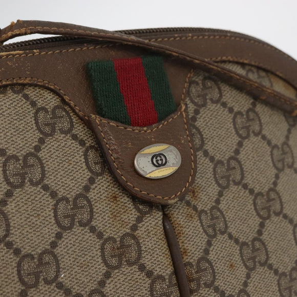 GUCCI GG Supreme Web Sherry Line Bag PVC Beige Gold 904 02 047 Auth 182808