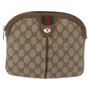 GUCCI GG Supreme Web Sherry Line Bag PVC Beige Gold 904 02 047 Auth 182808-13