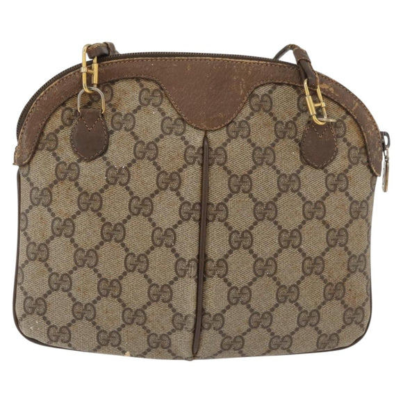 GUCCI GG Supreme Web Sherry Line Bag PVC Beige Gold 904 02 047 Auth 182808