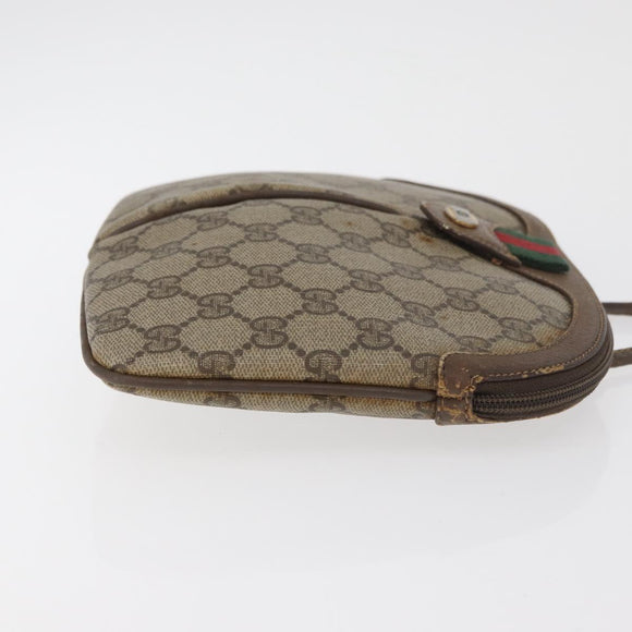 GUCCI GG Supreme Web Sherry Line Bag PVC Beige Gold 904 02 047 Auth 182808