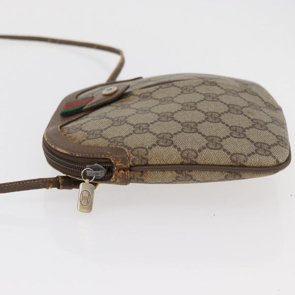 GUCCI GG Supreme Web Sherry Line Bag PVC Beige Gold 904 02 047 Auth 182808