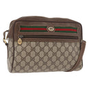 GUCCI GG Supreme Web Sherry Line Tas PVC Beige Goud 56 02 088 Auth 182809-1