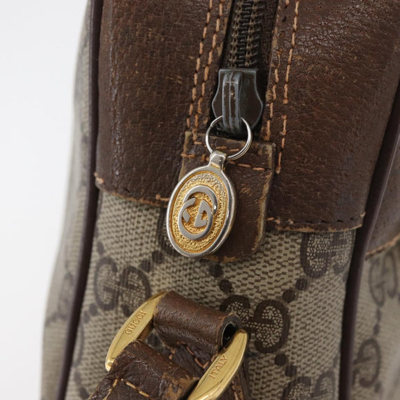 GUCCI GG Supreme Web Sherry Line Tas PVC Beige Goud 56 02 088 Auth 182809