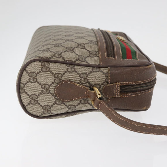 GUCCI GG Supreme Web Sherry Line Tas PVC Beige Goud 56 02 088 Auth 182809