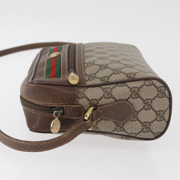 GUCCI GG Supreme Web Sherry Line Tas PVC Beige Goud 56 02 088 Auth 182809
