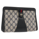 GUCCI GG Supreme Sherry Line Clutch Bag PVC Navy Red 89 01 032 Auth 182810-1