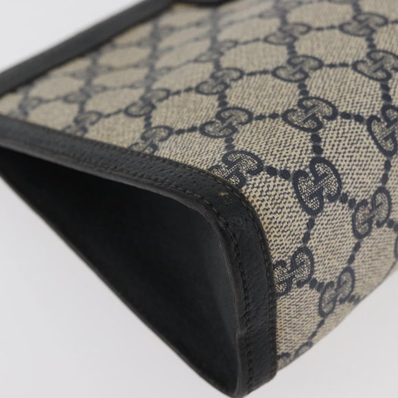 GUCCI GG Supreme Sherry Line Clutch Bag PVC Navy Red 89 01 032 Auth 182810