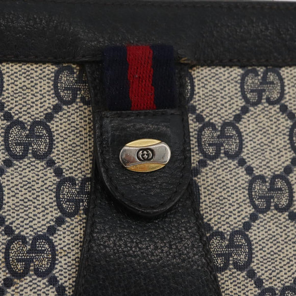 GUCCI GG Supreme Sherry Line Clutch Bag PVC Navy Red 89 01 032 Auth 182810