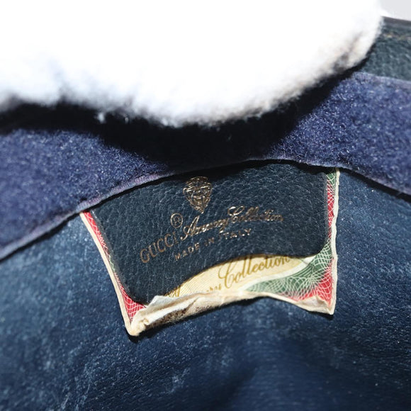 GUCCI GG Supreme Sherry Line Clutch Bag PVC Navy Red 89 01 032 Auth 182810