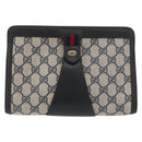 GUCCI GG Supreme Sherry Line Clutch Bag PVC Navy Red 89 01 032 Auth 182810-13
