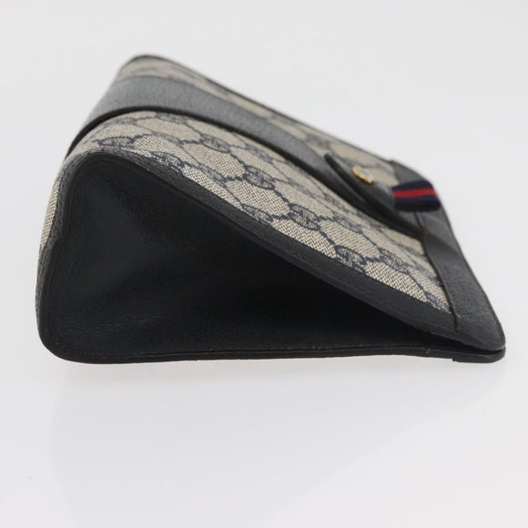 GUCCI GG Supreme Sherry Line Clutch Bag PVC Navy Red 89 01 032 Auth 182810